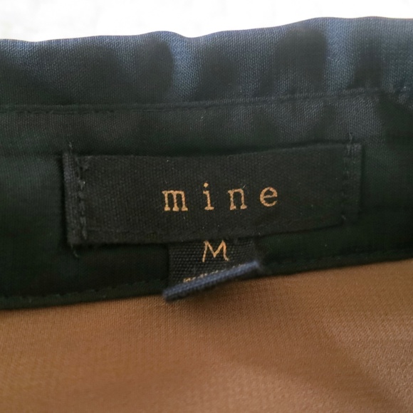 Mine Chiffon Sheer Color Block Button Down Blouse Mocha Mousse and Black Size M - Picture 6 of 10